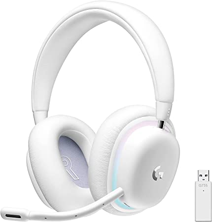 Logitech G735 Wireless Gaming Headset, Customizable LIGHTSYNC RGB Lighting, Lightspeed, Bluetooth, 3.5 MM Aux Compatible with PC, Mobile Devices, Detachable Mic - White Mist