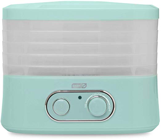 DASH DEHY100AQ SmartStore Compact Electric Food Dehydrator Machine with 5 Stackable BPA Free Trays   Temperature Controls for Fruit, Vegetables, Herbs, Nuts, Jerky, and other Healthy Snacks - Aqua