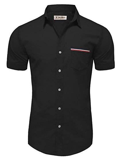 Tom's Ware Mens Casual Chest Pocket Short Sleeve Winkle Free Button Down Shirts