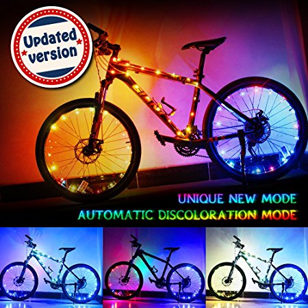 Bodyguard Upgraded LED Bike Wheel Lights - Auto Discolorate, Ultra Bright Bicycle Spoke Lights, Waterproof Light String (1 pack) - Included One Charger