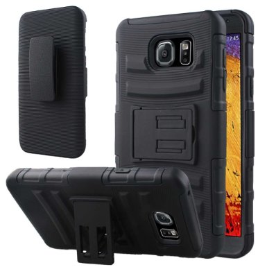 Samsung Galaxy Note 5 Belt Clip Case - Black, MPERO Impact XT Series Dual Layered Shock Absorbing Silicone Hybrid Kickstand Case for Galaxy Note 5