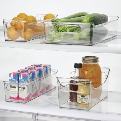 mDesign Kitchen Pantry Refrigerator Freezer Storage Organizer Bins - Set of 4 Clear