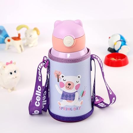 CELLO Toddy Hot & Cold Stainless Steel Kids Water Bottle, 550ml, Purple