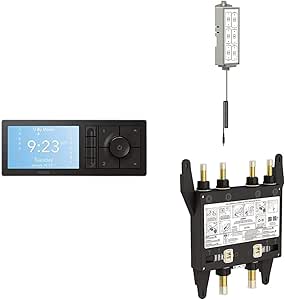 Moen TS3304BL U by Moen Digital Shower Controller with S3104 U by Moen Digital Shower Valve 4-Outlet and Backup Battery Pack