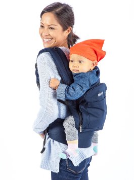 Mo m® Classic Cotton 3 Position Baby Carrier (Solid Navy Blue) ● Soft Structured, Ergonomic Sling w/ Mesh Cooling Vent, Hood & Pockets ● Great Gift for New Moms