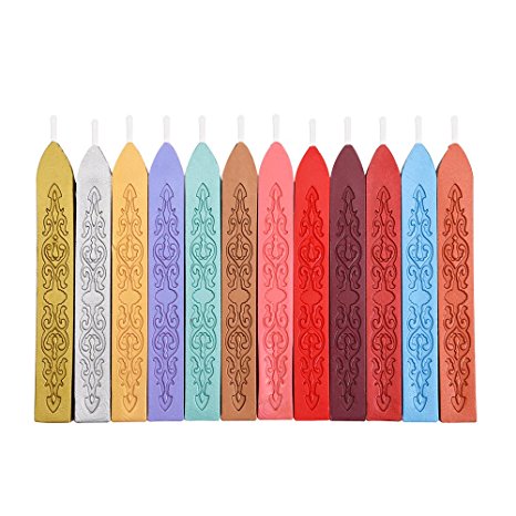 Mudder 12 Pieces Antique Sealing Wax Sticks with Wick for Retro Vintage Wax Seal Stamp, 12 Colors