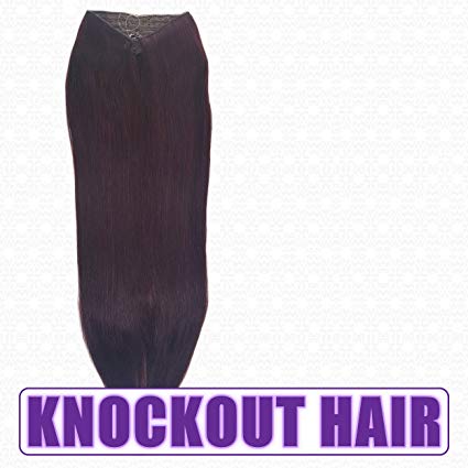 Fits like a Halo Hair Extensions 20"-22" (#99J) - No Clips, No glue, No Damage! It's so EASY! 100% Remy Premium Couture Grade AAAAA Human Hair! (Plum - 20" #99J)