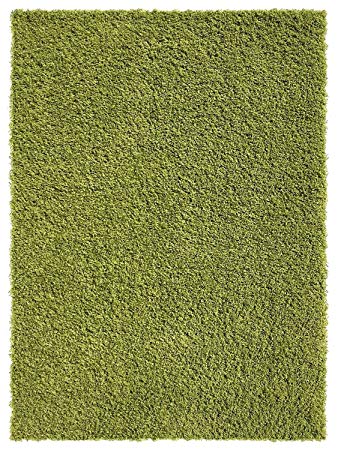 Soft Shag Area Rug 5' x 7' (5 feet by 7 feet) Plain Solid Color GREEN Shaggy Rug - Living Bedroom Kitchen Modern Shaggy Rugs