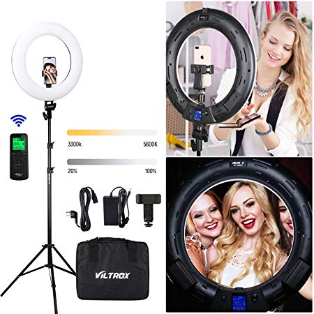 Ring Light 18 inches with Light Stand, Remote Control and Phone Holder, 3300K -5600K Lighting Kit for Camera, Smart Phone, Makeup,YouTube Video Shooting, Selfie, Photography Lighting …