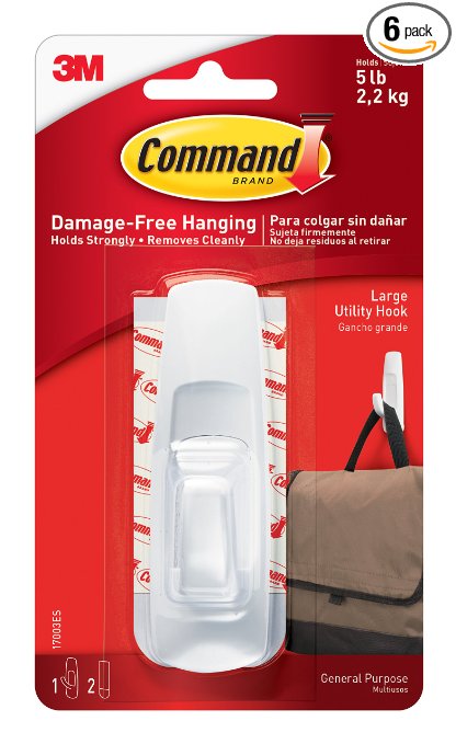 Command Large Utility Hook, White, 1-Hook, 6-Pack