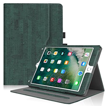 Famavala Folio Stand Case Cover With Pocket For 9.7 Inch Apple iPad 2017 / iPad Air 2 / iPad Air Tablet; Case Supports [Multi-Angle Viewing][Corner Protection][Auto Wake / Sleep] (Green)