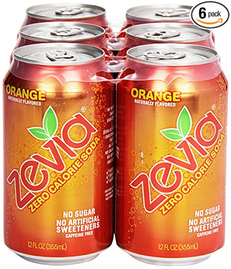 Zevia Natural Orange Soda, Sugar Free, 12 oz, 6 pack