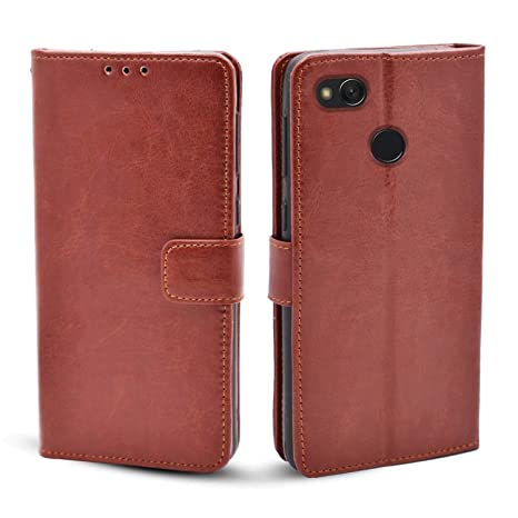 Pikkme Redmi 4 Flip Cover Magnetic Leather Wallet Case Shockproof TPU for Redmi 4 (Brown)