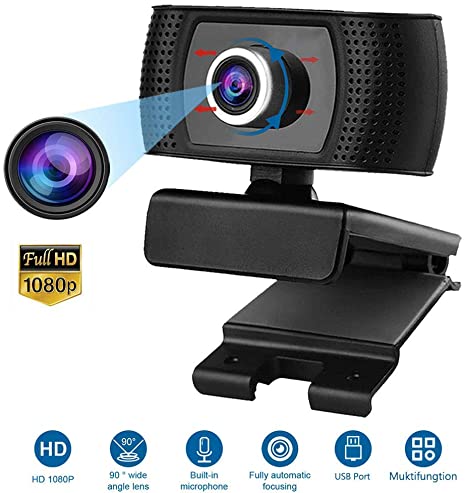 1080p HD Web Camera with Microphone,Laptop,Computer,PC,Desktop,Live Streaming USB Web Cam for Conferencing,Video Chatting and Recording,90° Widescreen,360 Degree Rotatable