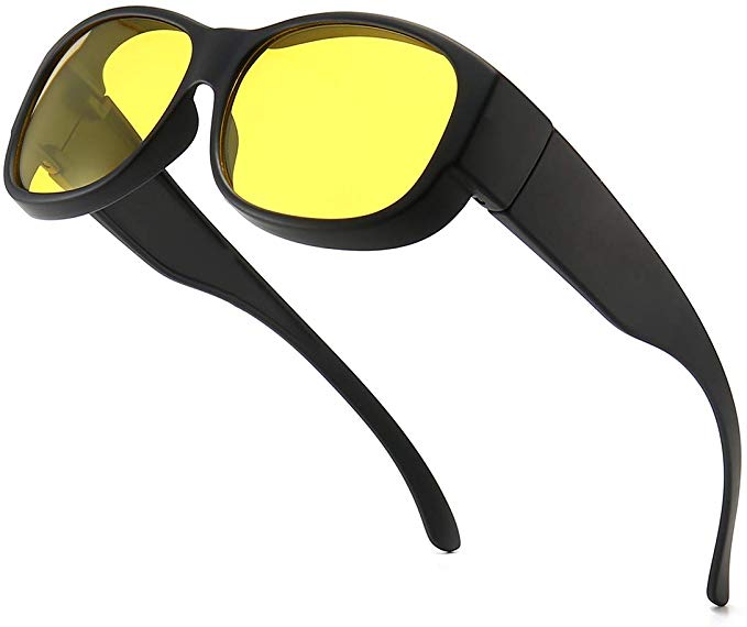 Dollger Night Driving Glasses Fits Over Prescription Eyewear Anti Glare Polarized HD Night Vision Glasses for Men Women