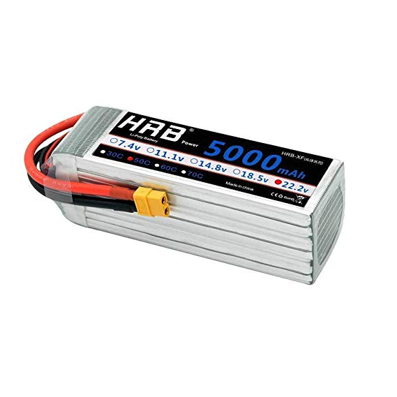 HRB 6S 22.2V 5000mAh 50C Lipo Battery with XT60 Plug for MIKADO LOGO500, ALIGN T-REX550 600 GAUI X5 Outrage 550 Hirobo SDX Multirotors EDF Jets 600 700 Size Helicopters