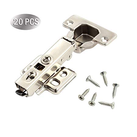 Door Hinges Neoteck 20PCS 110° Soft Close Kitchen Full Overlay Cabinet Hinges Hydraulic Slow Shut Clip with Mount Screws- On Plate 35mm