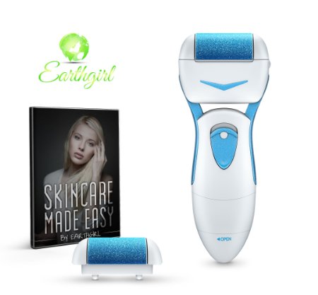 Electronic Callus Remover By EarthGirl - Extra Roller | Battery Operated | 100% Money Back Guarantee (Aqua)