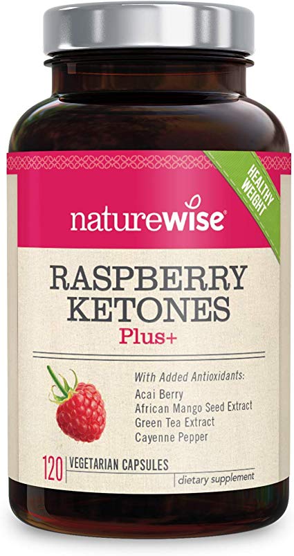 NatureWise Raspberry Ketones Plus | Advanced Weight Loss & Appetite Suppressant with Powerful Antioxidant Blend Boosts Energy & Metabolism | Vegan & Gluten-Free [2 Month Supply - 120 Veggie Capsules]