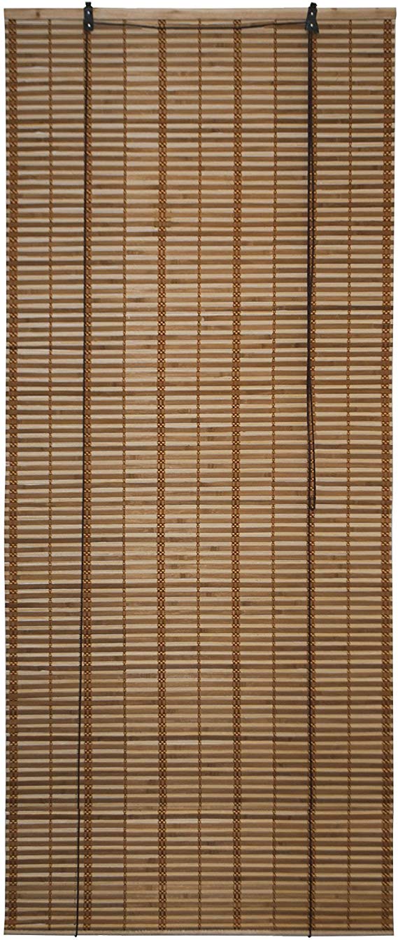 ALEKO BBL32X72BR Light Brown Bamboo Roman Wooden Indoor Roll Up Window Blinds Light Filtering Shades Privacy Drape 32 X 72 Inches