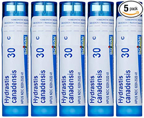 Boiron Hydratis Canadensis 30C, 5-Pack of of  80 Pellet Tubes, Homeopathic Medicine for Postnasal drip