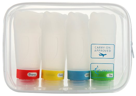 Travel Bottles Set of Four 2.8oz Leak Proof Silicone bottles with TSA Approved Bag
