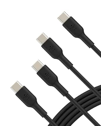 Belkin BoostCharge USB-C to USB-C Cable (1M/3.3ft), USB-C Fast Charging Cable for iPhone 16, iPhone 16 Pro, iPhone 16 Pro Max, iPhone 16 Plus, Galaxy S24, S23, Note, Pixel, iPad Pro - Black (2-Pack)