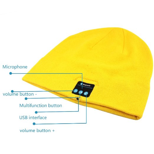 Lp®boonie Hat with Wireless Bluetooth Headphones,the Most Fashionable & Functional Outdoor/ridding/running,warm & Casual,for IOS & Android Devices,iphone & Samsung Galaxy(yellow)