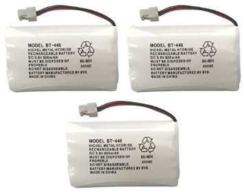 Uniden BBTY0504101 model BT446 Genuine Original OEM Uniden Shipped with Uniden Phones Part Number BBTY0504101 Nickel Metal Hydride Rechargeable Cordless Phone Battery Pack Equivalent to Uniden BT909 BT1005 and BT504 Fits WHAM DC 36V 800mAh Also known as BBTY0504001 Manufactured in China by BYD for Uniden - Pack of 3