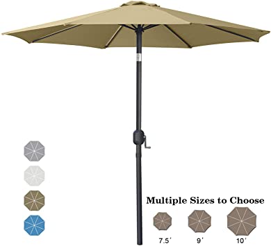 ABCCANOPY 10' Patio Umbrella Table Market Umbrella with Push Button Tilt for Garden, Deck, Backyard and Pool, 8 Ribs 13 Colors,Khaki