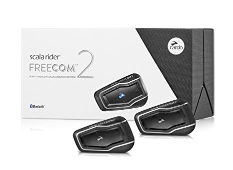 Cardo scala rider FREECOM 2 Duo - Rider to Passenger Bluetooth 4.1 Motorcycle Communication System with HD Audio (Dual Pack)