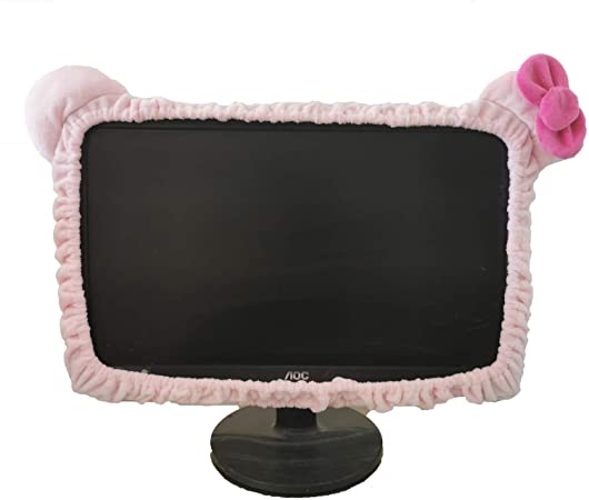 Gugou Computer Monitor Cover, Elastic Computer Cover Christmas Decorations for Home Office Decor and New Year Gift Ideas (Pink17‘’-23‘’)