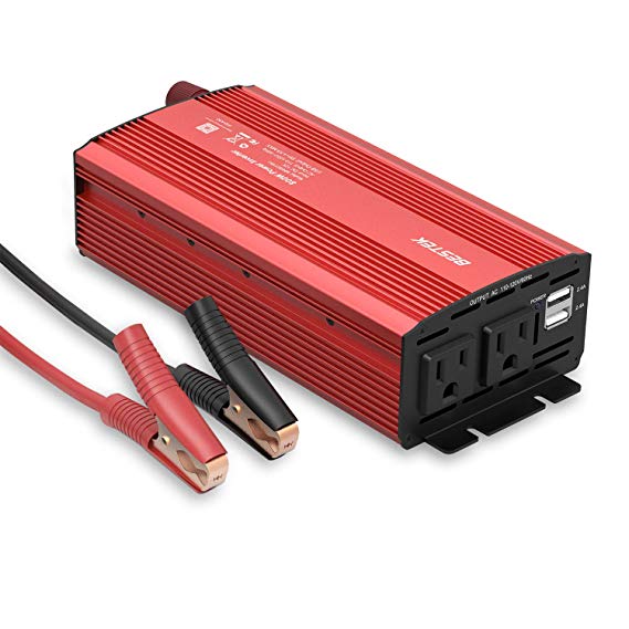 BESTEK 800W Power Inverter DC 12V to AC 110V Converter with 4.8A Dual USB Ports, FCC Listed