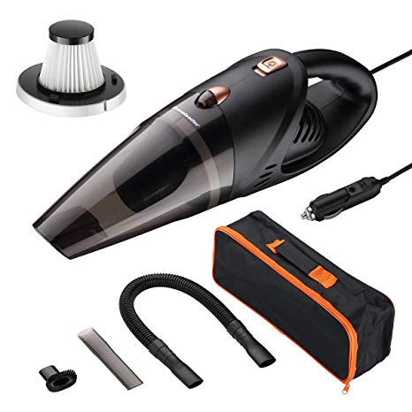 Homeleader Car Vacuum Cleaner, Wet&Dry Portable Handheld Auto Vacuum Cleaner with 4.2Kpa Strong Suction,DC 12-Volt 106W High Power, 16.4Ft Power Cord with One Carry Bag(Black & Orange)