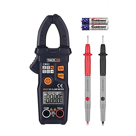 Digital Clamp Meter, Tacklife CM03 Auto-Ranging 6000 Counts Multimeter for AC/DC Voltage, AC Current, Frequency, Resistance, NCV, AC signal frequency, with LCD Backlit Display