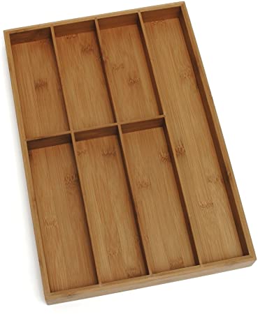 Lipper International 8877 Bamboo Wood Flatware Organizer with 7 Compartments, 12" x 17-1/2" x 1-3/4"