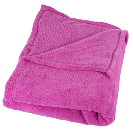 Everyday Home Soft Velvet Fleece Throw Blanket, Pink