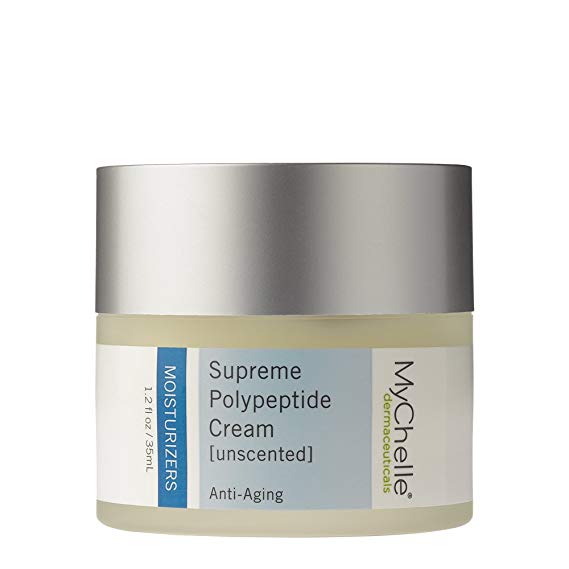 MyChelle Supreme Polypeptide Cream Unscented, Natural Multi-Peptide Anti-Aging Moisturizer for All Skin Types, 1.2 fl oz