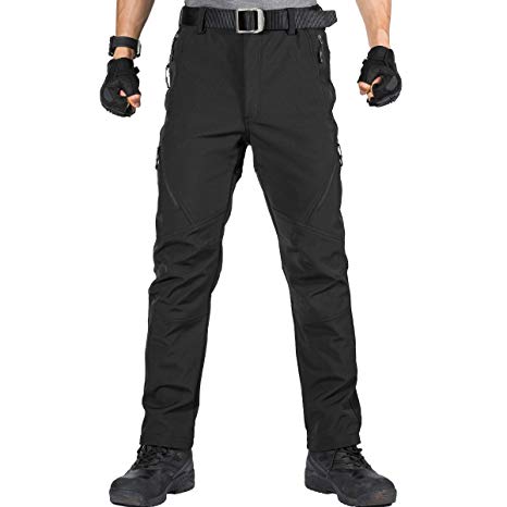 FREE SOLDIER Men's Softshell Pants Water-repellent and Windproof Trousers Climbing and Hiking Tactical Fleece Pants