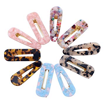 10 Pcs Acrylic Resin Hair Barrettes Fashion Geometric Alligator Hair Clips for Women and Ladies Hair Accessories