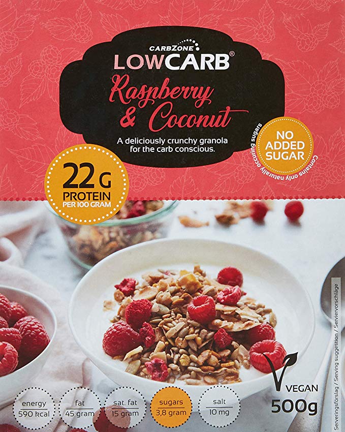 CarbZone Raspberry and Coconut Granola Cereal 500 g