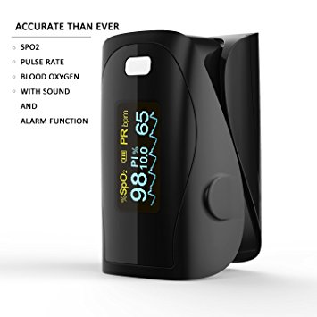 Finger Pulse Oximeter, Blood Oxygen SPO2 Saturation Monitor Measure Accurate For Medical And Daily Sports Pulse Rate Alarm Meter CE Approved - Mirrored Black By PRCMISEMED PRO-F9