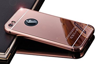 iPhone 5 5S Case,DAMONDY Luxury Metal Air Aluminum Bumper Detachable   Mirror Hard Back Case 2 in 1 cover Ultra-Thin Frame Case For Apple iPhone 5 5S(Rose_Gold)
