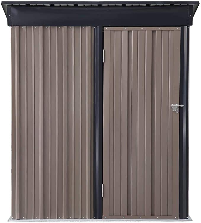 HYD-Parts Outdoor 5x3 FT Storage Shed Tool House Utility Metal Garden Tool Storage House with Sloped Metal Roof