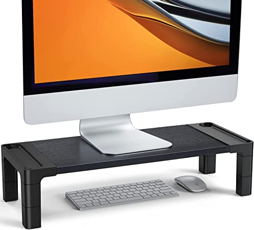 HUANUO Monitor Stand Riser, Adjustable Laptop Stand Riser, Height Adjustable Monitor Stand for Laptops, Computers, Printers, iMac, PC, Desktop Ergonomic Monitor Riser for Home & Office, HNMS03