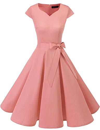 DRESSTELLS Women's Vintage Tea Dress Prom Swing Cocktail Party Dress with Cap-Sleeves