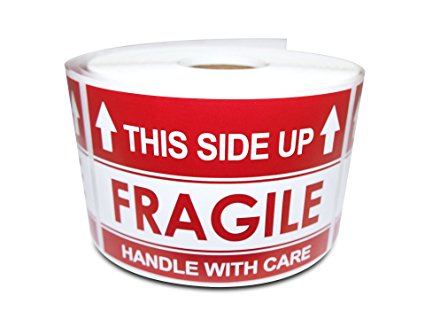 2" x 3" This Side Up – Handle With Care, Warning Shipping Labels (1 Roll, 500 Stickers/Roll)