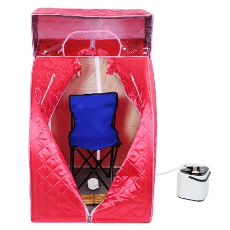 AW Red Portable Sauna w Head Cover Personal Steam Sauna SPA Slim Detox Weight Loss Home Indoor