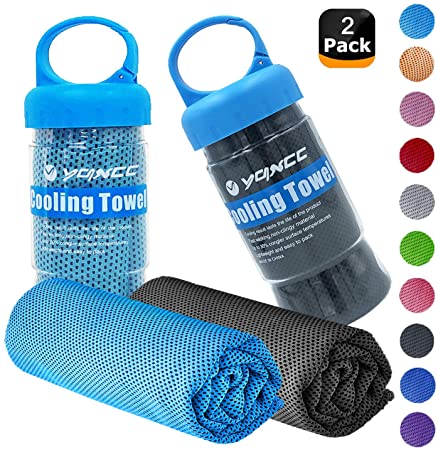 YQXCC Cooling Towels 2 Pack (47"x12") Travel Towel Microfiber Gym Towel for Men or Women Ice Cold Towels for Yoga Gym Travel Camping Golf Football & Outdoor Sports