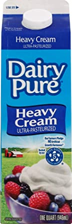 DairyPure Heavy Whipping Cream Ultra-Pasteurized One Quart (946mL) Paper Carton